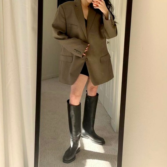 Zara black leather knee high boots blogger style toteme khaite the row - Picture 8 of 16